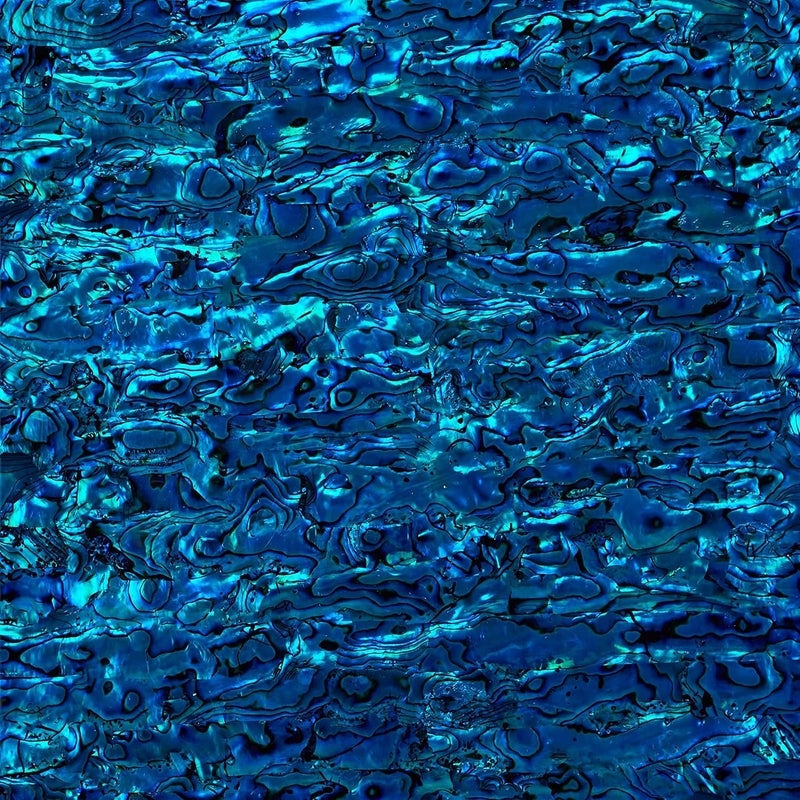 Ocean Shell Studios. Abalone Shell Inlay Veneer for DIY or Professional Inlay Embellishments - Sustainable New Zealand Paua Blue Sapphire- With 3M Double Sided Tape Backing - 9.45"X2.75" - Image 1